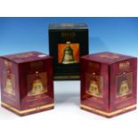 WHISKY. BELLS CHRISTMAS DECANTER 1996 EDITION, 2 x BOTTLES, BOXED TOGETHER WITH 1995, 1 x BOTTLE,