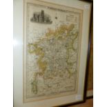 AN ANTIQUE HAND COLOURED MAP OF WILTSHIRE AFTER HAYWOOD. 46 x 34cms. TOGETHER WITH A LATER HAND