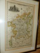 AN ANTIQUE HAND COLOURED MAP OF WILTSHIRE AFTER HAYWOOD. 46 x 34cms. TOGETHER WITH A LATER HAND