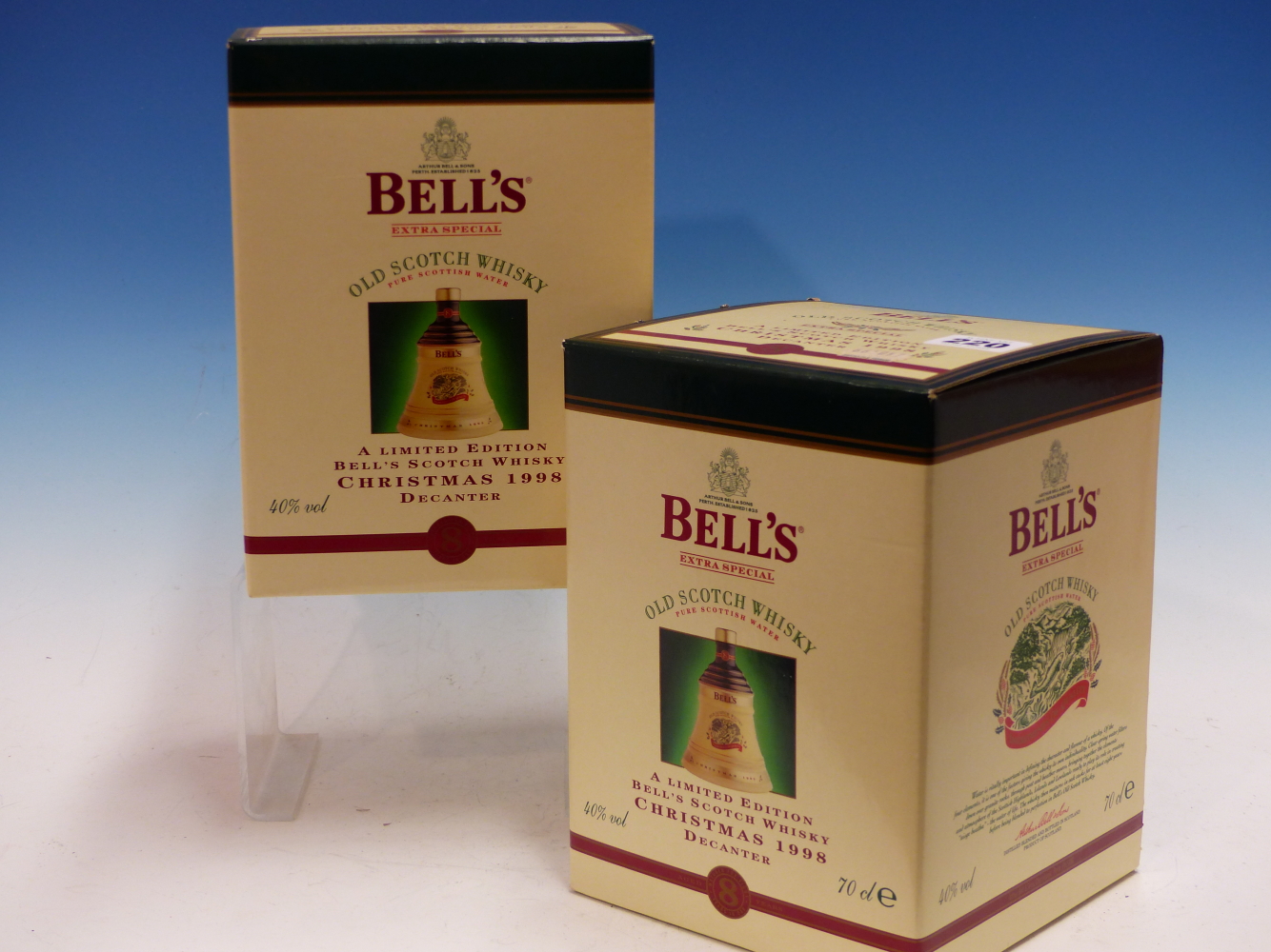 WHISKY. BELLS CHRISTMAS 1998 EDITION 2 x BOTTLES, BOXED. (2)