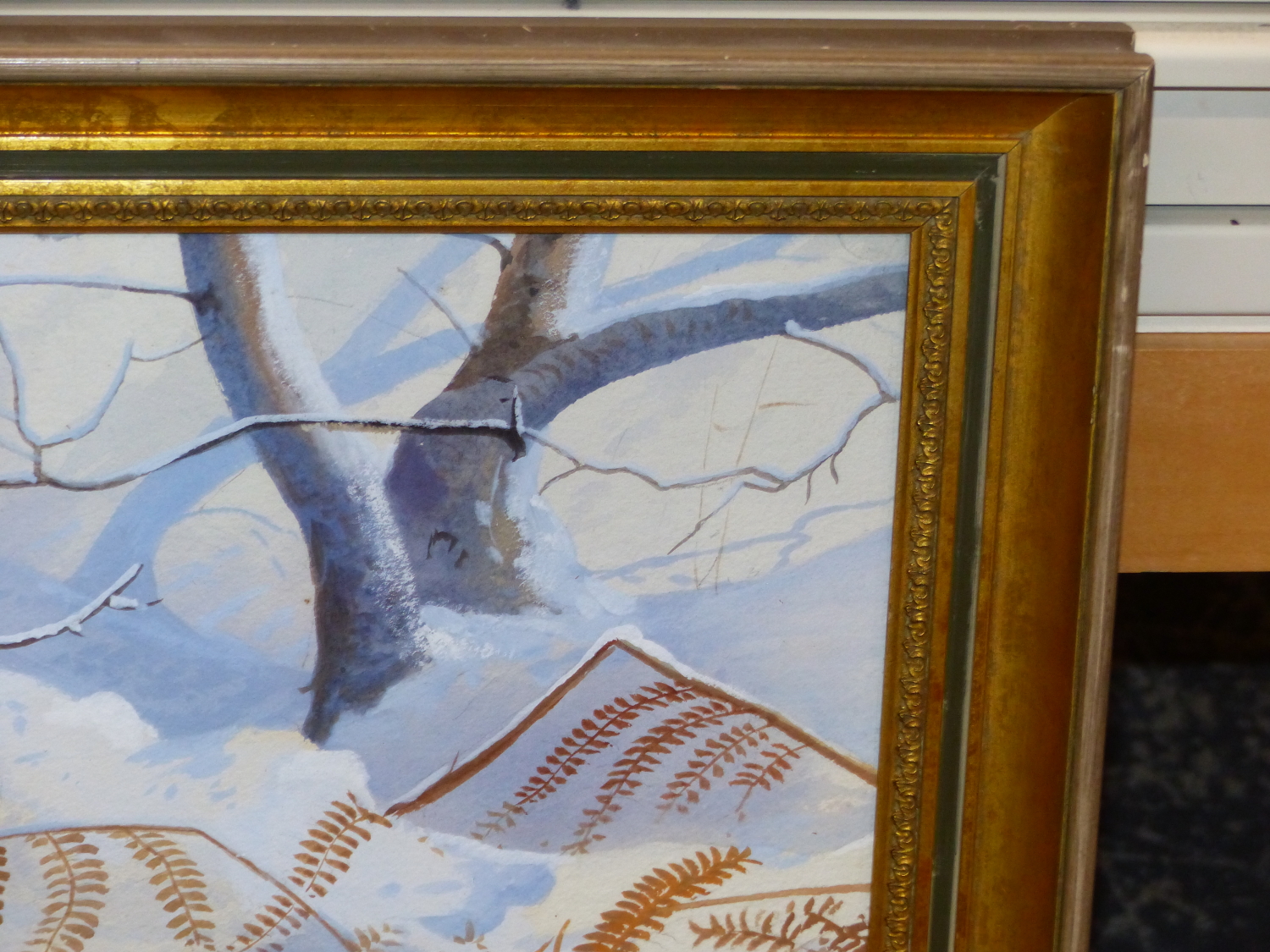 PHILIP RICKMAN. (1891-1982) ARR. WOODCOCKS IN SNOW, SIGNED AND DATED WATERCOLOUR WITH GALLERY - Image 6 of 16