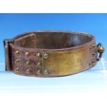 A BRASS STUDDED LEATHER COLLAR FOR MR VACHER'S DOG SOULOUQUE, HIS ADDRESS A L'ALOUETTE PRES HEYRIEUX