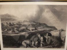 AFTER SIR EDWIN LANDSEER, AN ANTIQUE FOLIO ENGRAVING SHOOTING DEER ON THE PASS, SCENE IN THE BLACK