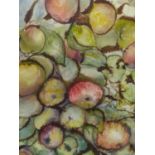 20th/21st.C. SCHOOL. PLUMS AND APPLES, SIGNED INDISTINCTLY, WATERCOLOUR. 48 x 38cms