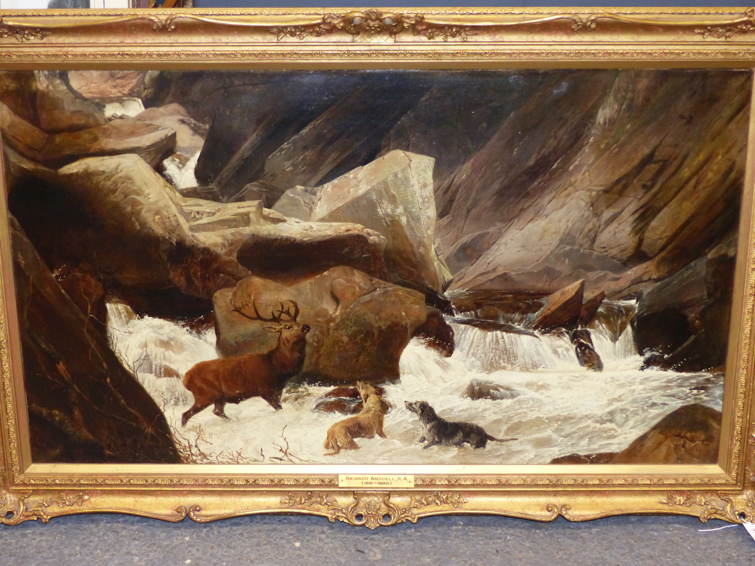 ATTRIBUTED TO RICHARD ANSDELL. (1815-1885) THE STAG AT BAY, OIL ON CANVAS. - Image 2 of 12