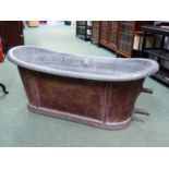 A LARGE 19th.C.FRENCH GALVANSED AND TOLE PAINTED FREE STANDING BATHTUB.