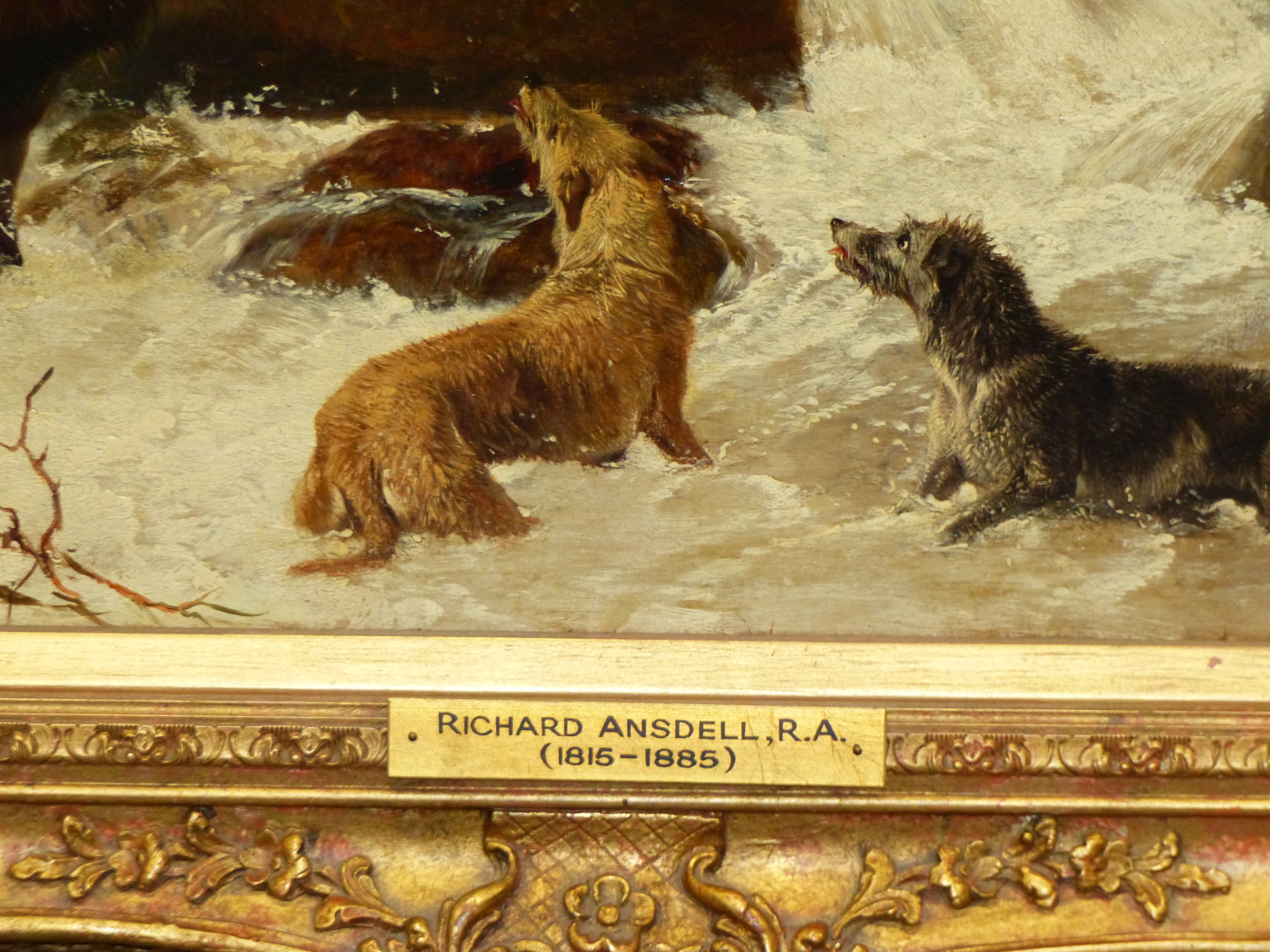 ATTRIBUTED TO RICHARD ANSDELL. (1815-1885) THE STAG AT BAY, OIL ON CANVAS. - Image 5 of 12