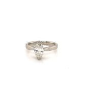 A MARQUIS CUT DIAMOND SINGLE STONE PLATINUM RING. FINGER SIZE N. WEIGHT 5.4grms,