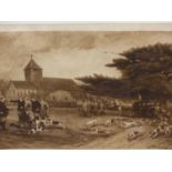 A VINTAGE PENCIL SIGNED PRINT OF A ROWING REGATTA AT WINDSOR. 48 x 65cms TOGETHER WITH SEVEN OTHER