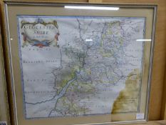 TWO ANTIQUE HAND COLOURED MAPS BY ROBERT MORDEN, SOMERSETSHIRE AND GLOCESTERSHIRE. 35.5.x 42cms.