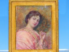 EDITH MARGARET CANNON (19TH/20TH CENTURY) A FINE EARLY 20TH WATERCOLOUR MINIATURE OF A YOUNG LADY