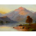 ALFRED F DE BREANSKI. (1877-1957) A PAIR OF HIGHLAND LOCH SCENES, BOTH SIGNED, OIL ON CANVAS. 51 x