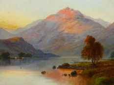 ALFRED F DE BREANSKI. (1877-1957) A PAIR OF HIGHLAND LOCH SCENES, BOTH SIGNED, OIL ON CANVAS. 51 x