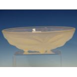 G VALLON MADE IN FRANCE, AN OPALESCENT GLASS BOWL WITH THE EXTERIOR MOULDED IN RELIEF WITH THREE