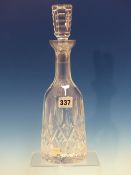 A BOXED WATERFORD GLASS DECANTER AND STOPPER.