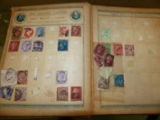 SIX ALBUMS OF WORLD POSTAGE STAMPS TO INCLUDE PENNY REDS AND MORE MODERN STAMPS.