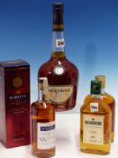 BRANDY. MARTELL V S COGNAC 1 x 35cl.BOTTLE, COURVOISIER V S 1 x 1L.BOTTLE, MARTELL VSOP 1 x 35cl.