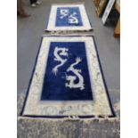 A PAIR OF CHINESE DRAGON DESIGN RUGS 187 x 124cms. x 2.