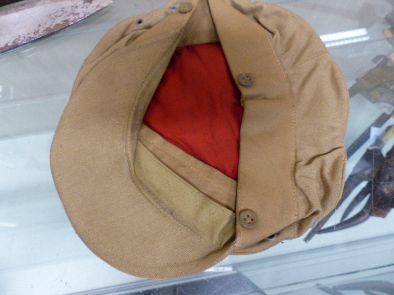 A RARE GERMAN LUFTWAFFE TROPICAL AFRICA CORPS HERMAN-MAYER TYPE EM SERVICE CAP WITH SEWN BADGES - Bild 12 aus 22