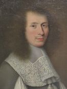 OLD MASTER SCHOOL, POSSIBLY FRENCH. PORTRAIT OF A NOBLEMAN WEARING AN ELABORATE LACE COLLAR, OIL