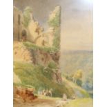 N.CHEVALIER. 19th.C. A RIVERSIDE TOWN SIGNED AND DATED 1892, WATERCOLOUR. 25 x 34.5cms TOGETHER WITH