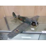 A GERMAN WORLD WAR II MODEL FIGHTER PLANE WITH FUEL DRIVEN ENGINE, THE WINGS. W 85cms