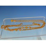 A VICTORIAN 9CT ROSE GOLD BELCHER AND BEAD NECKLACE, LENGTH 76cms, WEIGHT 15grms.