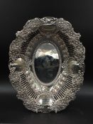 AN EDWARDIAN SILVER HALLMARKED PIERCED AND ENGRAVED FRUIT BASKET, DATED 1911 CHESTER FOR JAMES