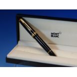 A MONT BLANC MEISTERSTUCK FOUNTAIN PEN WITH A 14K GOLD 4810 NIB COMPLETE WITH FITTED CASE.