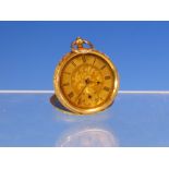 AN 18ct GOLD OPEN FACE FOB WATCH ENGRAVED ON INSIDE COVER SPECIALLY EXAMINED, PATENT LEVER,