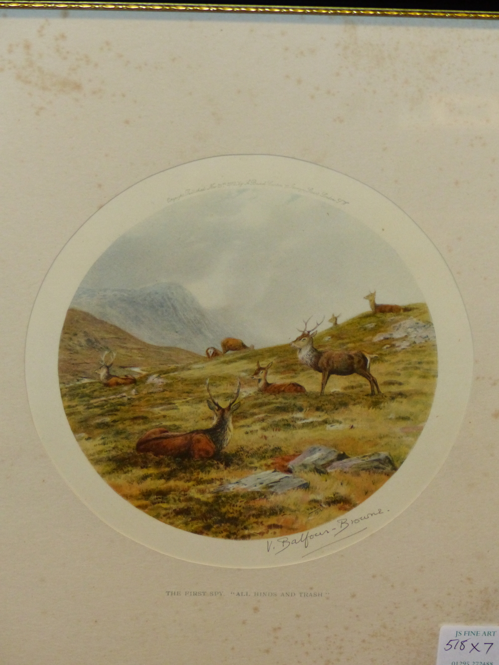 AFTER V.BALFOUR-BROWNIE. (1880-1963) SEVEN COLOUR PRINTS OF DEER IN THE HIGHLANDS, EACH PENCIL - Image 6 of 8