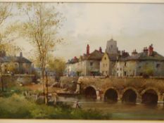 NOEL H.LEAVER. (1889-1951) YORK, SIGNED WATERCOLOUR. 24 x 36cms.