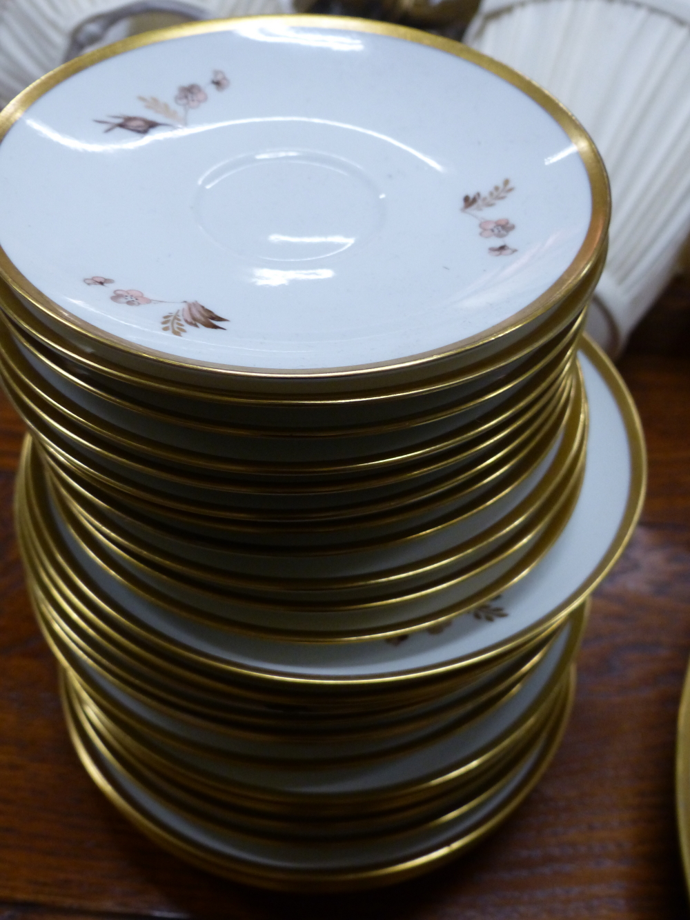 A COPENHAGEN PART TEA AND COFFEE SERVICE, EACH PIECE WITH A PINK TINGED BROWN ROSE. - Image 8 of 9