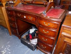 A MAHOGANY PEDESTAL DESK.