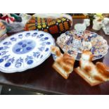A LARGE IMARI PLATTER AND OTHER CHINAWARES.