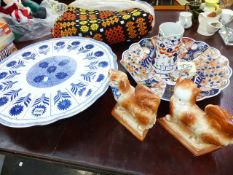 A LARGE IMARI PLATTER AND OTHER CHINAWARES.