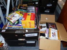 A QTY OF DVDS, CDS, VARIOUS TOYS AND GAMES, HOUSEHOLD ITEMS, ETC.