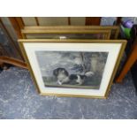 A PAIR OF PRINTS AND ANOTHER OF A KING CHARLES SPANIEL.