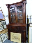 A VICTORIAN MAHOGANY SECRETAIRE BOOKCASE.