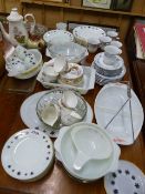 A RETRO PYREX TYPE GLASS DINNER SET AND OTHER TEA WARES.