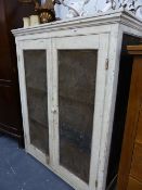 A VICTORIAN PAINTED PINE MEAT SAFE.