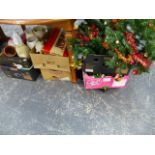 A SMALL COLLECTION OF VINTAGE CHRISTMAS DECORATIONS, BOARD GAMES, CROCKERY,ETC.