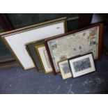 TWO SILK PICTURES AND VARIOUS PRINTS.