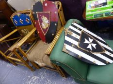 THREE ARMORIAL SHIELDS.