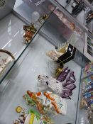 VARIOUS STAFFORDSHIRE FIGURES, LIGHT FITTINGS,ETC.