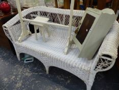 A RATTAN SETTEE, A TOWEL RAIL,ETC.