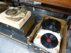 VINTAGE RECORD PLAYERS AND RECORDS.