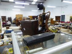 A CANDLESTICK TELEPHONE AND A NELSON LEATHER FOLDER OF PHARMACY BOTTLES.