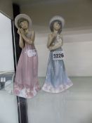 TWO LLADRO FIGURES OF GIRLS IN LONG DRESSES