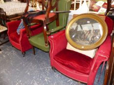 A PAIR OF ART DECO ARMCHAIRS AND ONE OTHER.